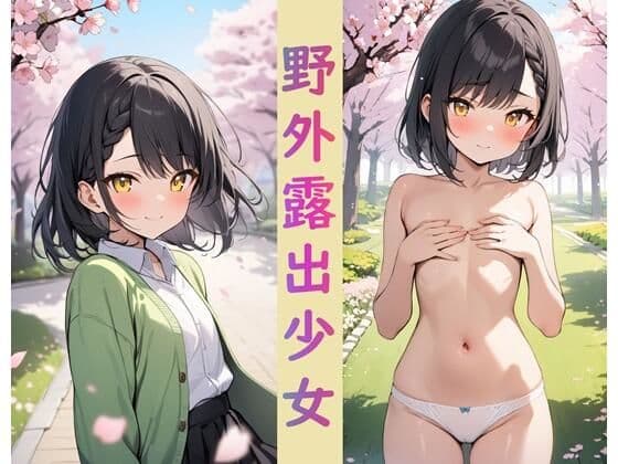 ［縦長157枚］ 野外露出黒髪美女