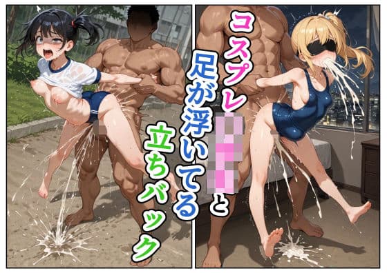 コスプレ〇〇〇と足が浮いてる立ちバック