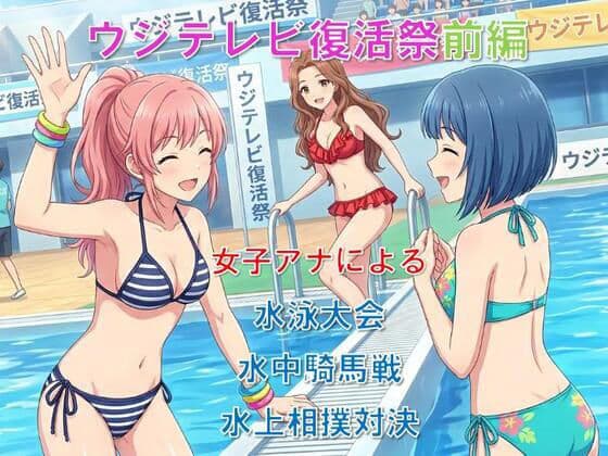 ウジテレビ復活祭前編。女子アナによる水泳大会【水中騎馬戦・水上相撲対決】