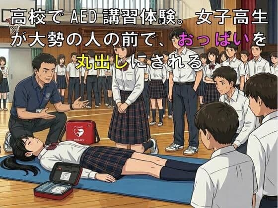 〇校でAED講習体験。女子校生が大勢の人の前で、おっぱいを丸出しにされる