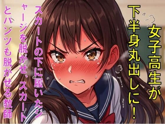 女子校生が下半身丸出しに！スカートの下に履いたジャージを脱がせ、スカートとパンツも脱がせる教師