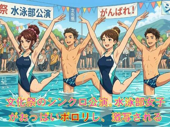 文化祭のシンクロ公演。水泳部女子がおっぱいポロリし、激写される