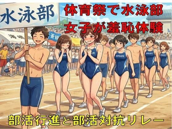 体育祭で水泳部女子が羞恥体験。部活行進と部活対抗リレー