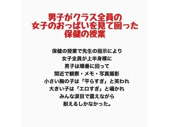 男子がクラス全員の女子のおっぱいを見て回った保健の授業